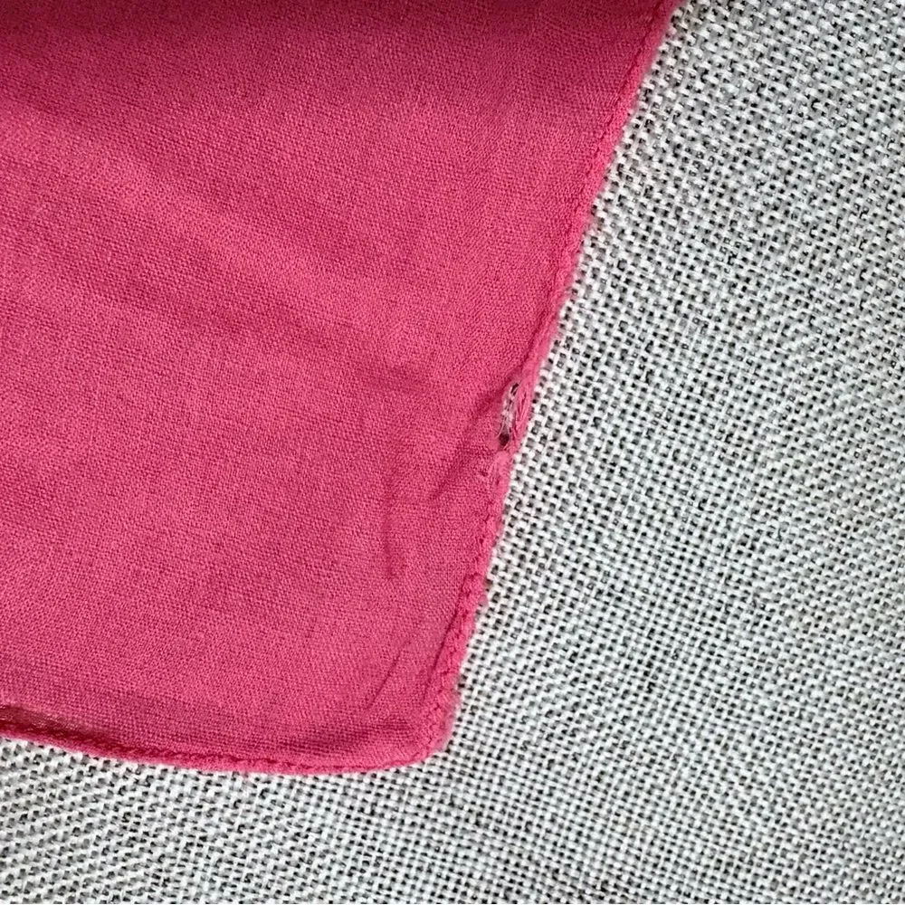 Vintage Red Embroidered Handkerchief Floral Cotton Cotton Hankie